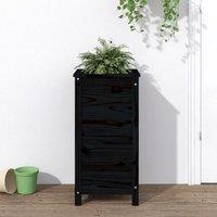 Berkfield Home Garden Planter Black 40x40x78 cm Solid Wood Pine | Size: 40 x 40 x 78 cm