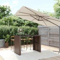 Berkfield Home Bar Table with Glass Top Brown 145x80x110 cm Poly Rattan | Size: 145 x 80 x 110 cm
