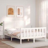 Berkfield Home Bed Frame with Headboard White 120x200 cm Solid Wood