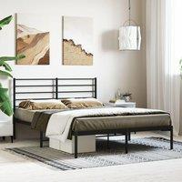Berkfield Home Metal Bed Frame with Headboard Black 140x190 cm