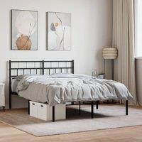 Berkfield Home Metal Bed Frame with Headboard Black 140x190 cm