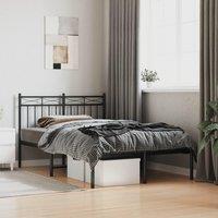 Metal Bed Frame with Headboard Black 120x190 cm Small Double