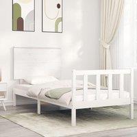 Berkfield Home Bed Frame with Headboard White 90x200 cm Solid Wood