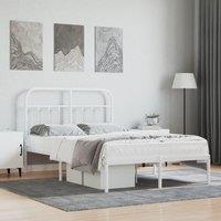 Berkfield Home Metal Bed Frame with Headboard White 120x200 cm | Size: Small Double