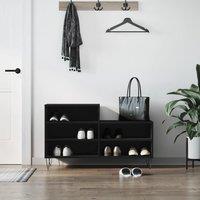 Berkfield Home Shoe Cabinet Black 102x36x60 cm Engineered Wood | Size: 102 x 36 x 60 cm
