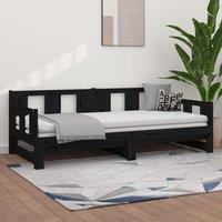 Berkfield Home Pull-out Day Bed Black Solid Wood Pine 2x(80x200) cm