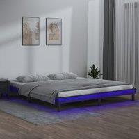 Berkfield Home LED Bed Frame Grey 120x190 cm Small Double Solid Wood