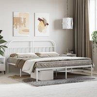 Berkfield Home Metal Bed Frame with Headboard White 183x213 cm