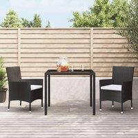 Berkfield Home Garden Chairs with Cushions 2 pcs Black Poly Rattan