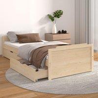 Berkfield Home Bed Frame with Drawers Solid Wood Pine 90x200 cm in Brown