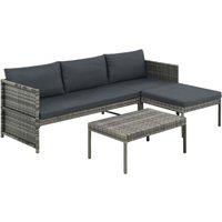 Berkfield Home 3 Piece Garden Lounge Set with Cushions Poly Rattan Grey