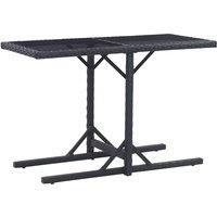 Berkfield Home Garden Table Black 110x53x72 cm Glass & Poly Rattan | Size: 110 x 53 x 72 cm