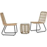 Berkfield Home 3 Piece Bistro Set Poly Rattan Oak in Brown