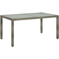 Berkfield Home Garden Table 150x90x75 cm Tempered Glass & Poly Rattan Grey | Size: 150 x 90 x 75 cm