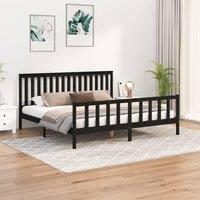Berkfield Home Bed Frame with Headboard Black 200x200 cm Solid Wood Pine