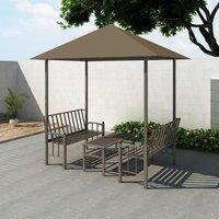 Berkfield Home Garden Pavilion with Table & Benches 2.5x1.5x2.4 m Taupe 180 g/m in Beige