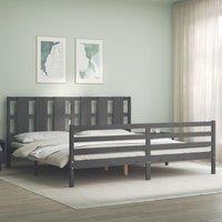 Berkfield Home Bed Frame with Headboard Grey 200x200 cm Solid Wood