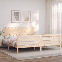 Berkfield Home Bed Frame with Headboard 200x200 cm Solid Wood in Brown