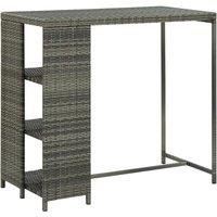 Berkfield Home Bar Table with Storage Rack Grey 120x60x110 cm Poly Rattan | Size: 120 x 60 x 110 cm