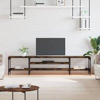 Berkfield Home TV Cabinet Smoked Oak 201x35x45 cm Engineered Wood&Iron | Size: 201 x 35 x 45 cm