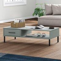 Berkfield Home Coffee Table with Metal Legs Grey Solid Wood Pine OSLO