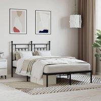 Berkfield Home Metal Bed Frame with Headboard Black 120x190 cm Small Double