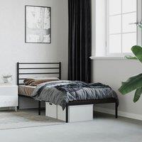 Berkfield Home Metal Bed Frame with Headboard Black 100x200 cm