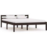 Berkfield Home Bed Frame Dark Brown Solid Pine Wood 120x200 cm | Size: Small Double
