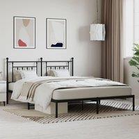 Berkfield Home Metal Bed Frame with Headboard Black 183x213 cm