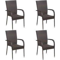 Berkfield Home Stackable Outdoor Chairs 4 pcs Poly Rattan Brown