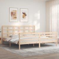 Berkfield Home Bed Frame with Headboard 200x200 cm Solid Wood in Brown