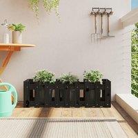 Berkfield Home Garden Raised Bed with Fence Design Black 100x30x30 cm Solid Wood Pine | Size: 100 x 30 x 30 cm
