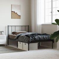 Berkfield Home Metal Bed Frame with Headboard Black 75x190 cm Small Single