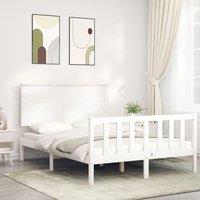 Berkfield Home Bed Frame with Headboard White 140x200 cm Solid Wood