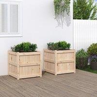 Berkfield Home Garden Planters 2 pcs Solid Wood Pine in Brown