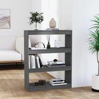 Berkfield Home Book Cabinet/Room Divider Grey 80x30x103.5 cm Solid Wood Pine