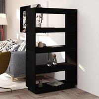 Berkfield Home Book Cabinet/Room Divider Black 80x35x135 cm Solid Pinewood | Size: 80 x 35 x 135 cm