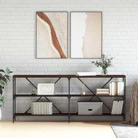 Berkfield Home Console Table Brown Oak 180x30x75 cm Engineered Wood & Iron | Size: 180 x 30 x 75 cm