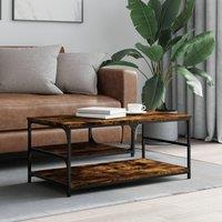 Coffee Table Smoked Oak 90x49x40 cm Engineered Wood