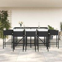 Berkfield Home 9 Piece Garden Bar Set with Cushions Black Poly Rattan
