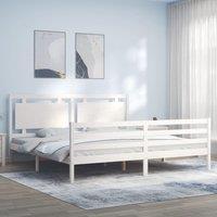 Berkfield Home Bed Frame with Headboard White 200x200 cm Solid Wood