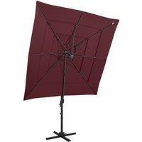 Berkfield Home 4-Tier Parasol with Aluminium Pole Bordeaux Red 250x250 cm