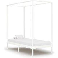 Berkfield Home Canopy Bed Frame White Solid Pine Wood 100x200 cm