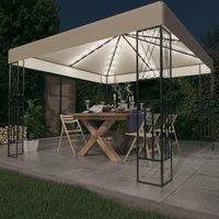 Berkfield Home Gazebo with LED String Lights 3x3 m Cream Fabric in Beige
