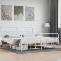 Berkfield Home Metal Bed Frame with Headboard & Footboard White 200x200 cm