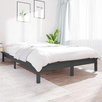 Bed Frame Grey 120x190 cm Small Double Solid Wood Pine