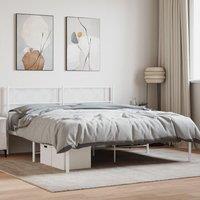 Berkfield Home Metal Bed Frame with Headboard White 140x200 cm