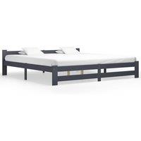 Berkfield Home Bed Frame Dark Grey Solid Pine Wood 200x200 cm