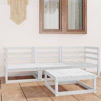 Berkfield Home 4 Piece Garden Lounge Set White Solid Wood Pine