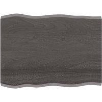 Berkfield Home Table Top Dark Grey 80x60x(2-4) cm Treated Solid Wood Live Edge in Brown